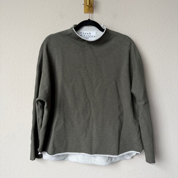 Frank & Eileen Funnel Neck Capelet Sweatshirt in Moss Size XS - Picture 2 of 6